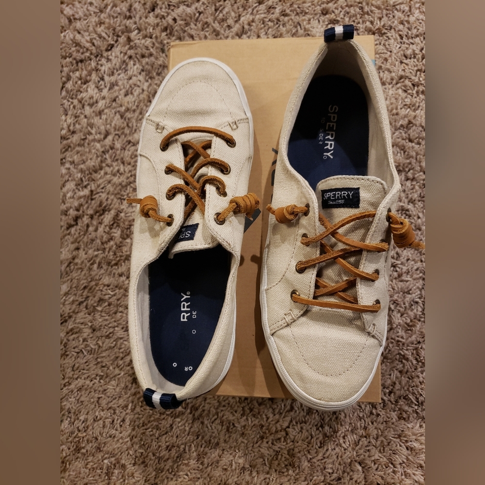 Womens Sperry crest vibe linen oat shoes size 8.5